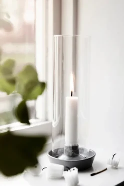 ERNST candle sticks glass cylinder, Dark Grey Clearance