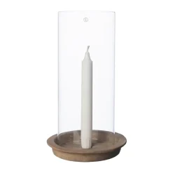 ERNST candle tray-candle holder incl glass cylinder 30 cm, Terracotta BrownTransparent Clearance