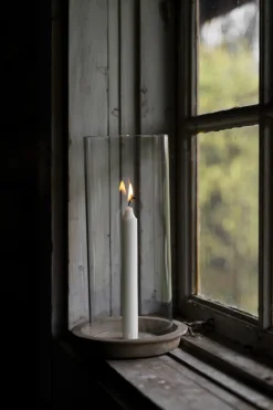 ERNST candle tray-candle holder incl glass cylinder 30 cm, Terracotta BrownTransparent Clearance