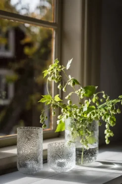ERNST patterned candle holder, Ø9x15 cm Transparent Hot