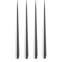 Ester & erik candle 32 cm 4-pack metalic, Silver Silver-coloured