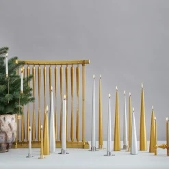 Ester & erik candle 32 cm 4-pack metalic, Silver Silver-coloured