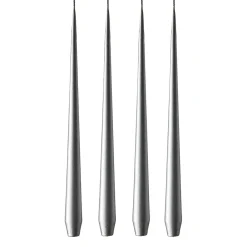 Ester & erik candle 42 cm 4-pack metalic, Silver Silver-coloured Outlet
