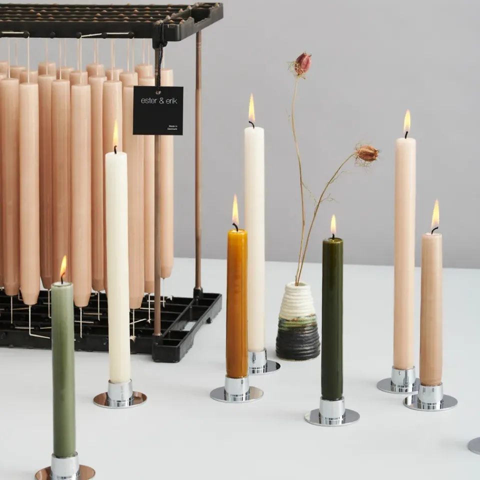 Ester & erik candle sticks smooth 2-pack, Stainless steel Silver-coloured