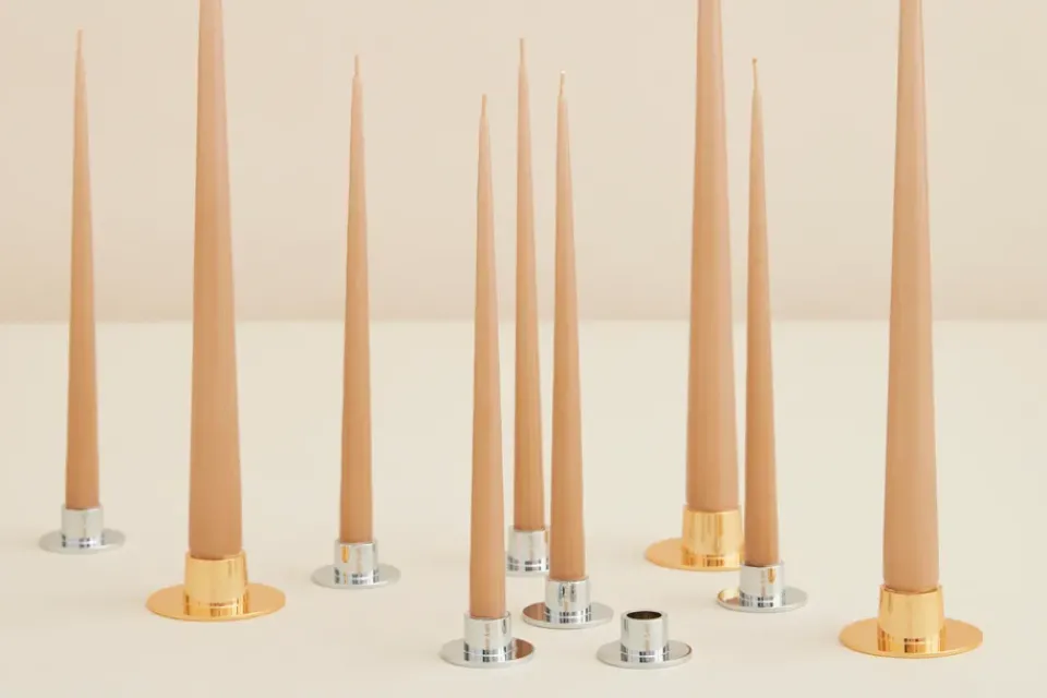 Ester & erik candle sticks smooth 2-pack, Stainless steel Silver-coloured