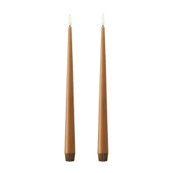 Ester & erik taper candle LED 2-pack, 23 Raw Toffee , 30 cm Brown Hot