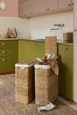 Dixie Esther braided laundry basket nature, 58 cm BeigeWhite Discount