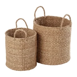 Dixie Esther cylinder storage basket with handle 2-pack, Natural Beige Clearance