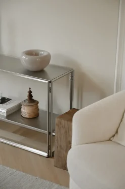 Kristina Dam Studio Foldable console 124x60 cm, Brushed stainless steel Silver-coloured Online