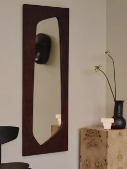 Ferm Living Folia mirror, Dark stained burl, 135 cm Brown Outlet