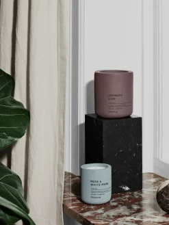 Blomus Fraga scented candles 24 hours, Rose & White Musk-Flintstone Blue
