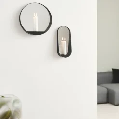 Gejst Glim mirror/candlestick Ø28 cm, Black Best