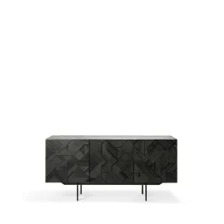 Ethnicraft Graphic sideboard, Teak black 3 doors BrownBlack Hot