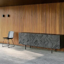 Ethnicraft Graphic sideboard, Teak black 3 doors BrownBlack Hot