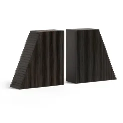 Ethnicraft Grooves bookends 2-pack, Mahogany dark Brown Outlet