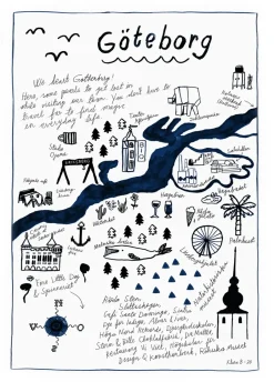 Fine Little Day Göteborg poster, 50x70 cm BlueBlackWhite Sale