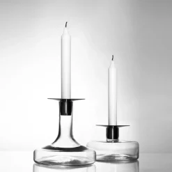 Skrufs Glasbruk Halo candle sticks, Clear. large Transparent New
