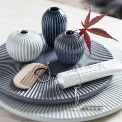 Kähler Hammershøi miniature vase set 3 pieces, Mint green--anthracite grey Blue New