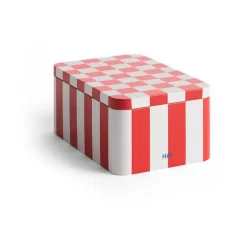 HAY Tin Container small, Red-off white Multi Hot