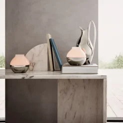 Georg Jensen Henning Koppel hurricane candle holder, Ø 12 cm Silver-colouredWhite Hot
