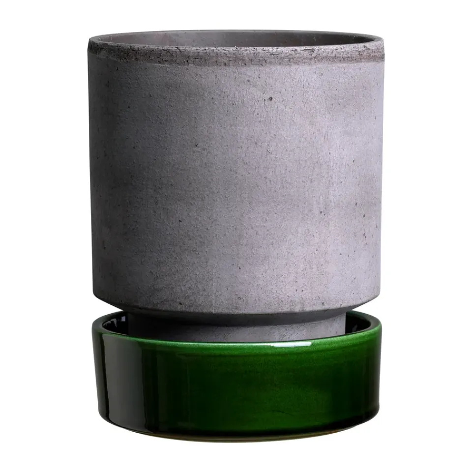 Bergs Potter Hoff pot, Ø16 cm, Raw Grey-Emerald Green GreyGreen Best