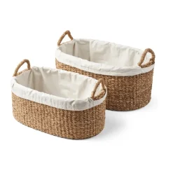 Humdakin laundry basket low 2 parts, Braided Beige Best
