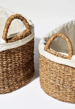 Humdakin laundry basket low 2 parts, Braided Beige Best