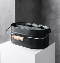 Humdakin System bucket storage box 30x19 cm, Matte black BlackSilver-coloured Best