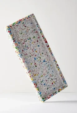 Humdakin Terrazzo tray 10x25 cm, Rainbow WhiteMulti Best