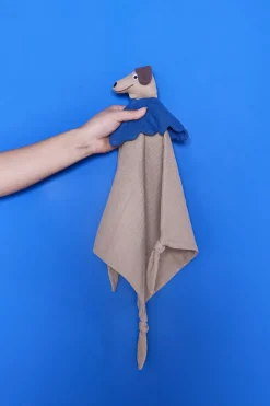 OYOY Hunsi Dog baby blanket 40x40 cm, Light Brown