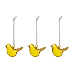 Iittala glass bird, , mini, 3-pack Yellow New
