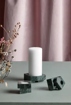 Woud Jeu de dés 2 candle holder marble, Green Discount