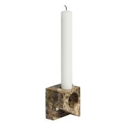 Woud Jeu de dés 2 candle holder marble, Brown Clearance