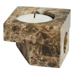 Woud Jeu de dés 2 candle holder marble, Brown Clearance