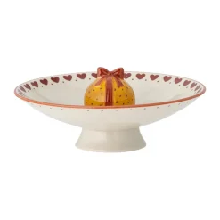 Bloomingville Jolly serving bowl on foot Ø24 cm, White-red RedWhite New