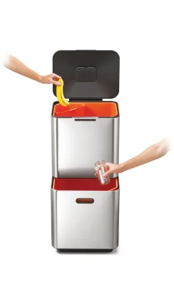 Joseph Joseph Totem Max trash bin 60 L, Stainless steel Silver-coloured New