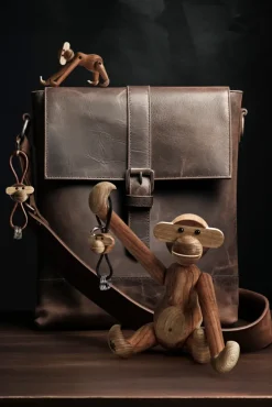 Kay Bojesen Denmark Kaj Bojesen monkey keyring, Teak, limba wood, natural leather Brown Outlet