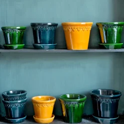 Bergs Potter Københavner flower pot glazed Ø10 cm, Green Clearance