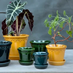 Bergs Potter Københavner flower pot glazed Ø18 cm, Yellow New