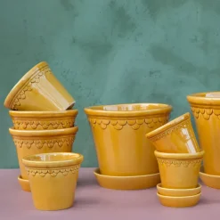 Bergs Potter Københavner flower pot glazed Ø16 cm, Yellow Discount