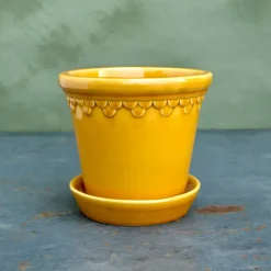 Bergs Potter Københavner flower pot glazed Ø16 cm, Yellow Discount