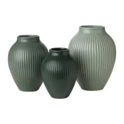 Knabstrup Keramik Knabstrup mini vase ripple matte 3-piece set, Misty -celadon -dark Green Discount