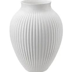 Knabstrup Keramik Knabstrup vase ribbed 27 cm, White Clearance
