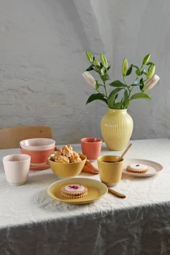 Knabstrup Keramik Knabstrup vase ribbed 27 cm, Yellow Outlet