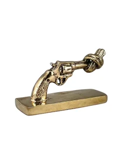Non Violence Knotted Gun mini 7 cm, Bronze Gold-coloured Discount