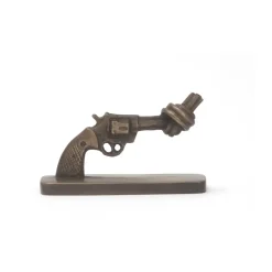 Non Violence Knotted Gun mini 7 cm, Matte bronze Gold-coloured Hot