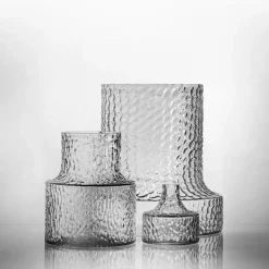 Skrufs Glasbruk Kolonn vase structured, 20 cm Transparent New