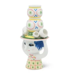 Bjørn Wiinblad Lady with hat candle holder H16 cm, Pink Clearance