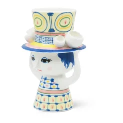 Bjørn Wiinblad Lady with hat vase H20.5 cm, Blue Clearance