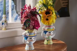 Bjørn Wiinblad Lady with hat vase H20.5 cm, Blue Clearance